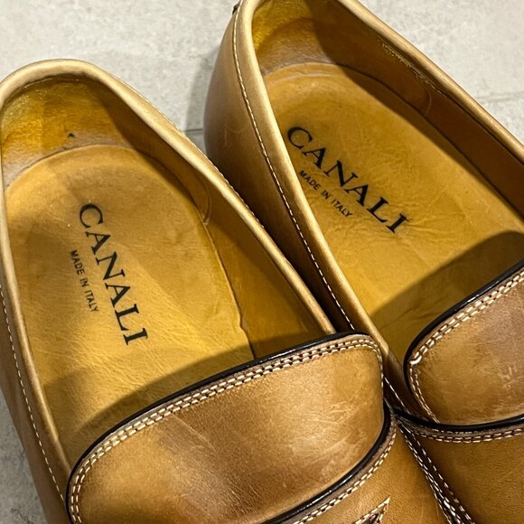 CANALI Light Brown Thick Stitch Penny Loafer Dress Shoes sz 42 US 9 - Picture 3 of 8